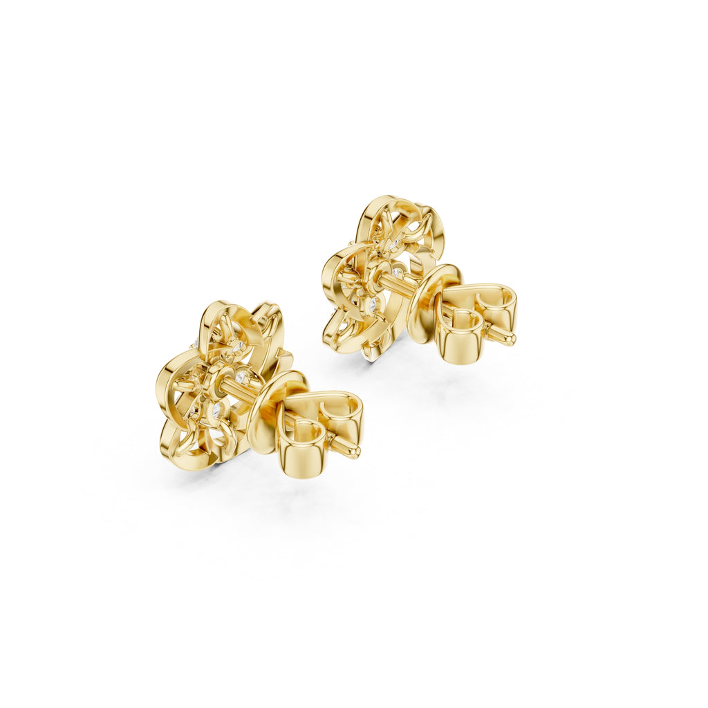 The Petal Cluster Lan Grown Diamond Studs Yellow Gold