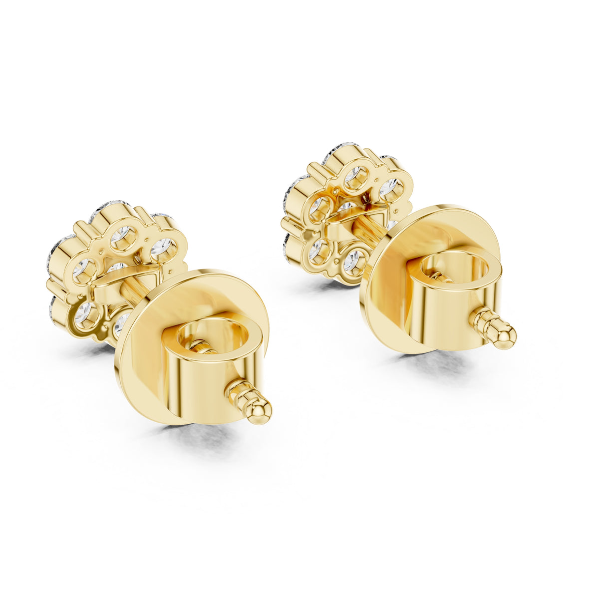 The Daisy Illusion Lan Grown Diamond Studs Yellow Gold
