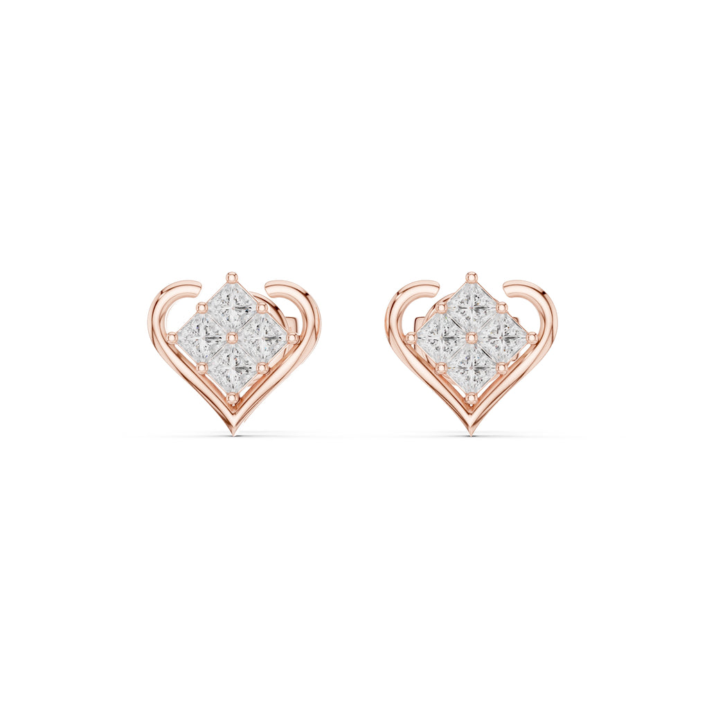 The Quadra Illusion Lan Grown Diamond Studs Rose Gold