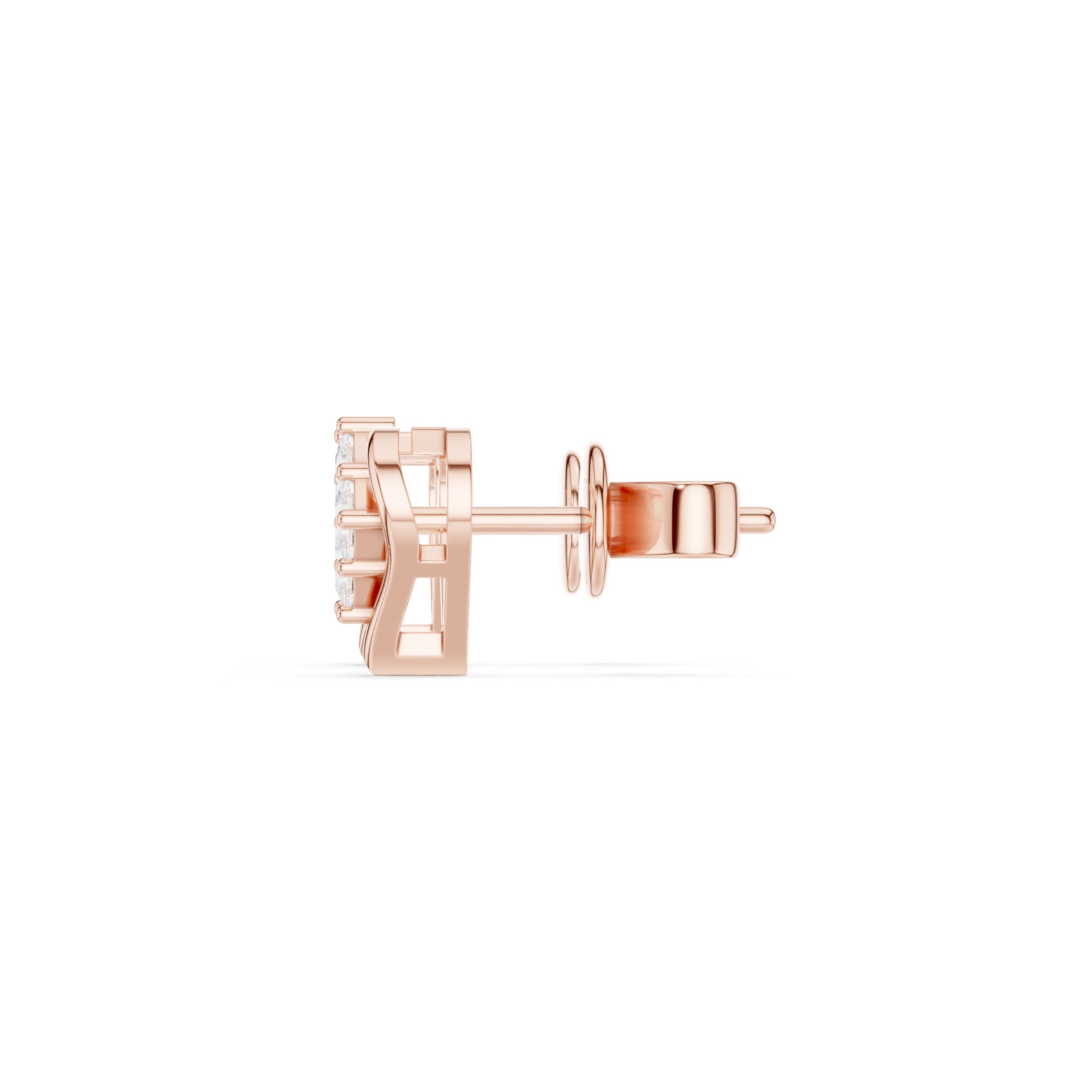 The Quadra Illusion Lan Grown Diamond Studs Rose Gold