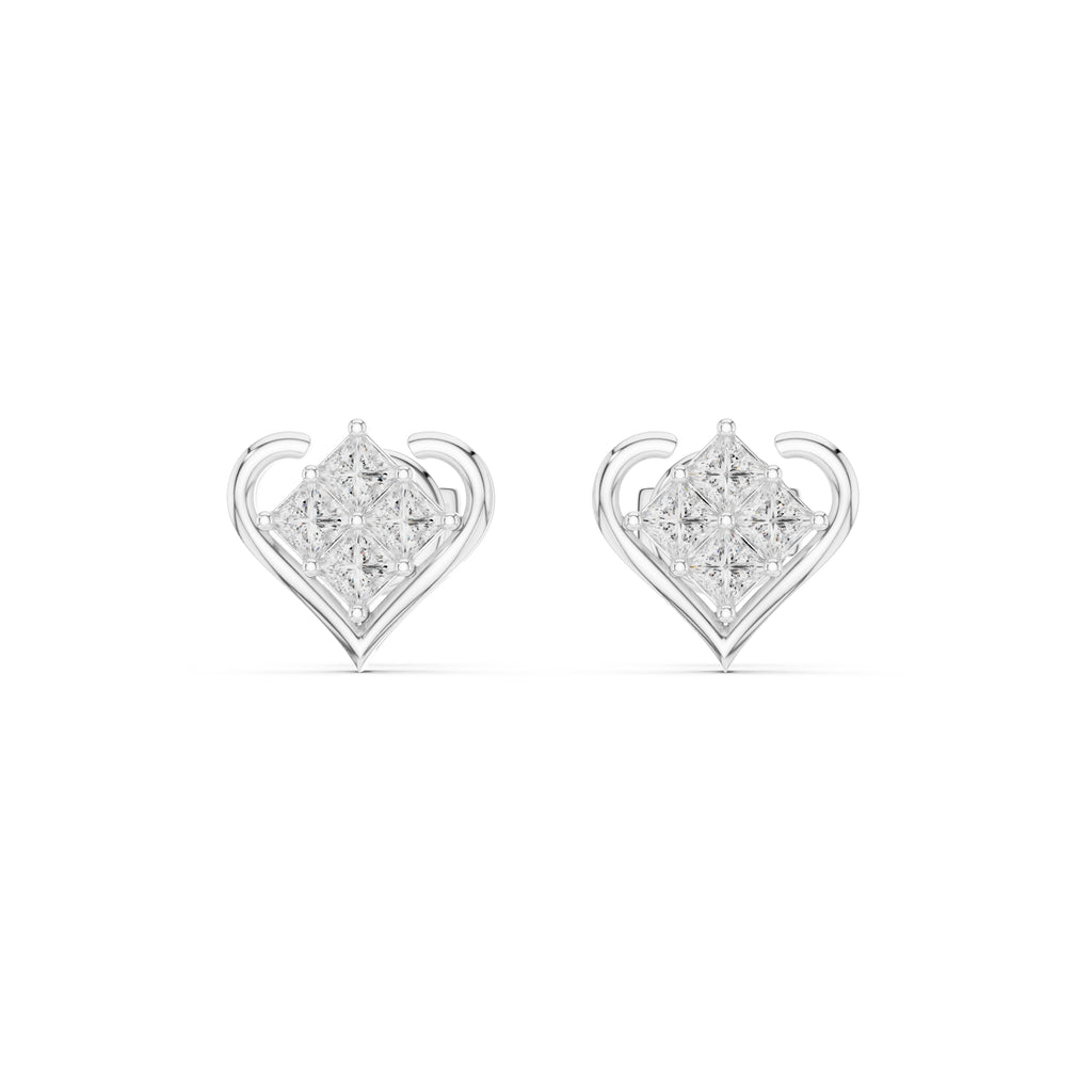 The Quadra Illusion Lan Grown Diamond Studs White Gold