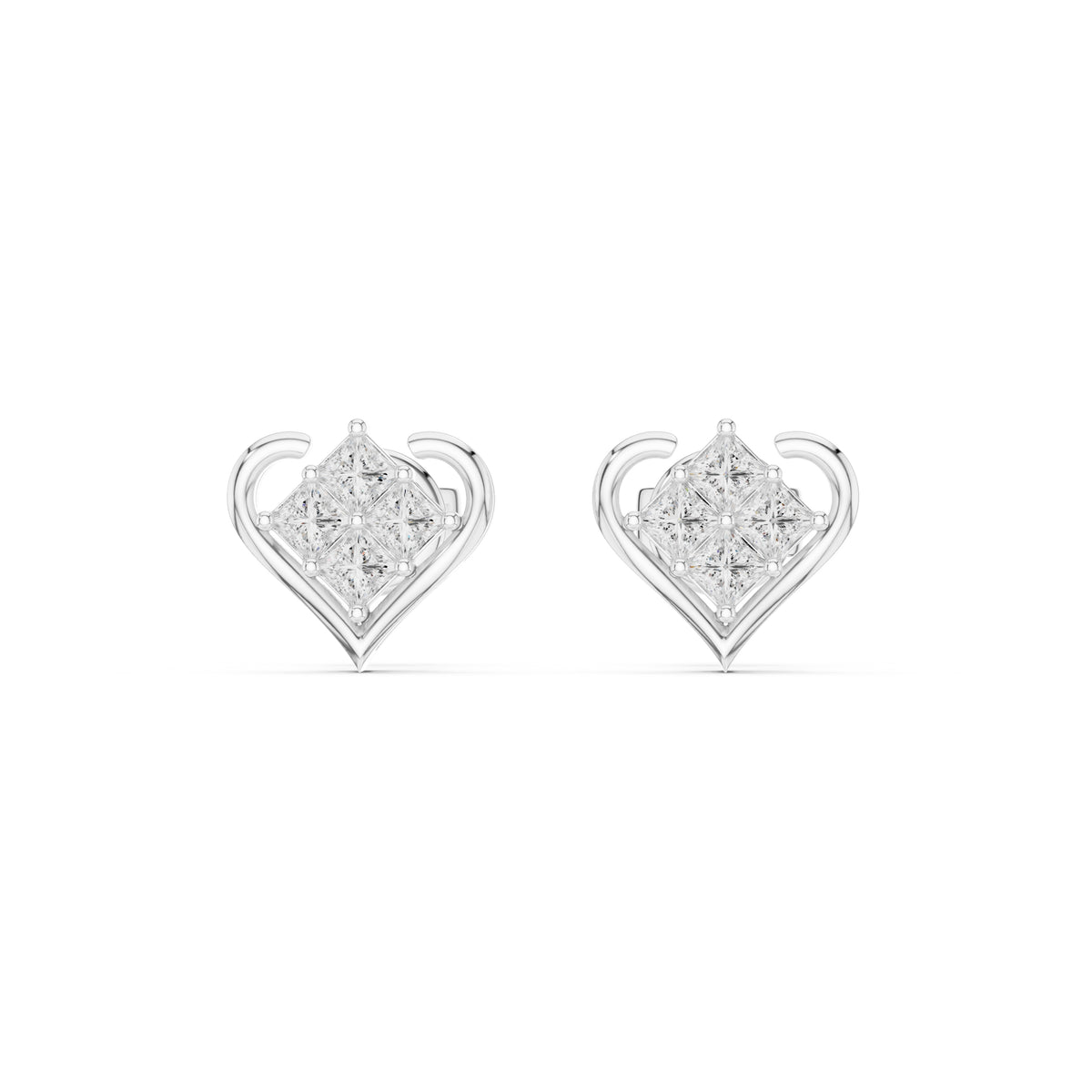The Quadra Illusion Lan Grown Diamond Studs White Gold