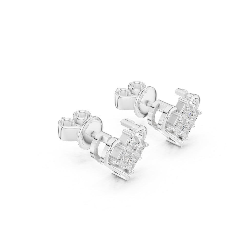 The Quadra Illusion Lan Grown Diamond Studs White Gold