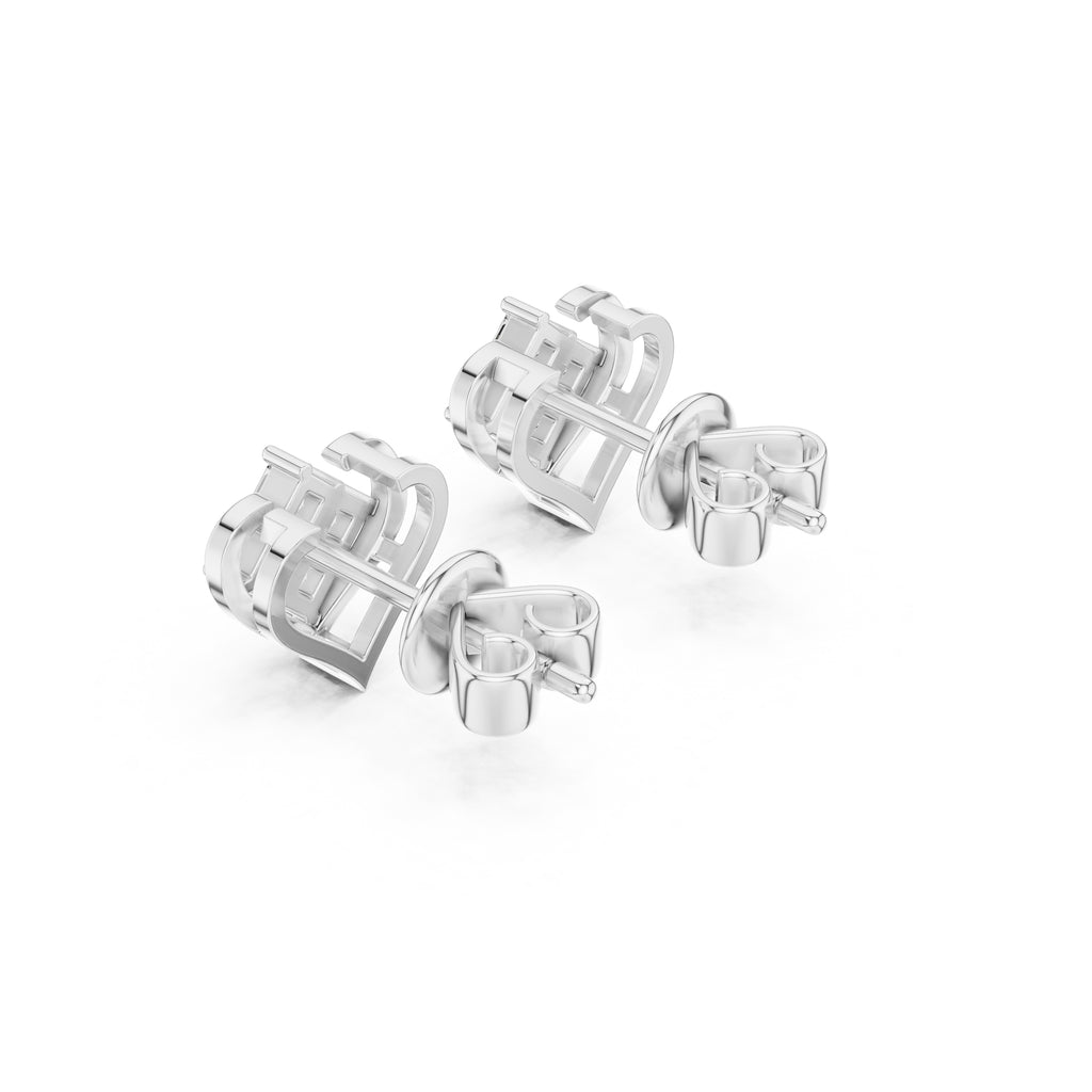 The Quadra Illusion Lan Grown Diamond Studs White Gold