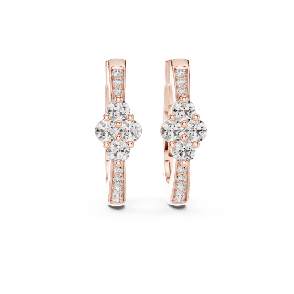 The Clover Cluster Lan Grown Diamond Huggie Hoops Rose Gold