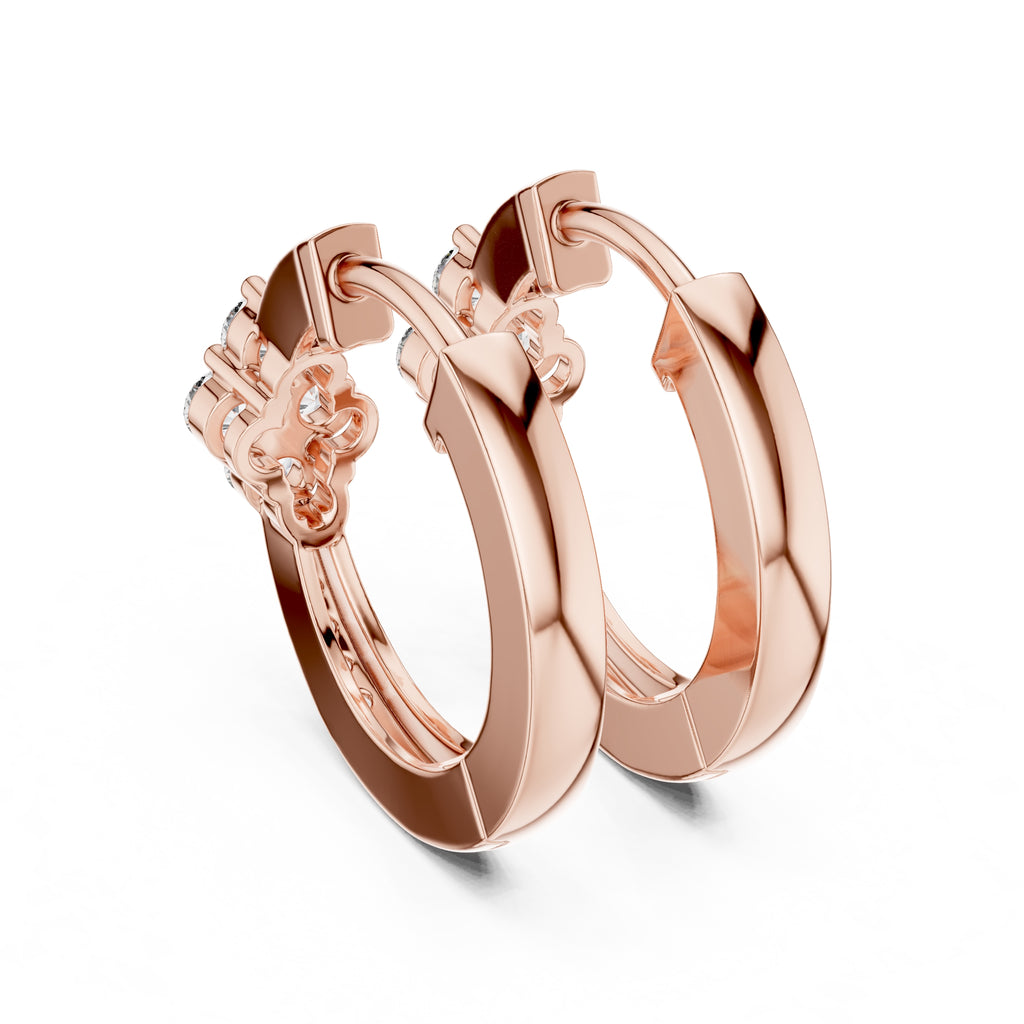 The Clover Cluster Lan Grown Diamond Huggie Hoops Rose Gold