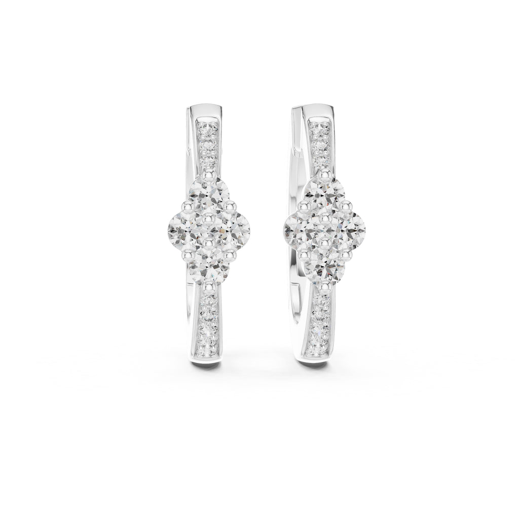 The Clover Cluster Lan Grown Diamond Huggie Hoops White Gold