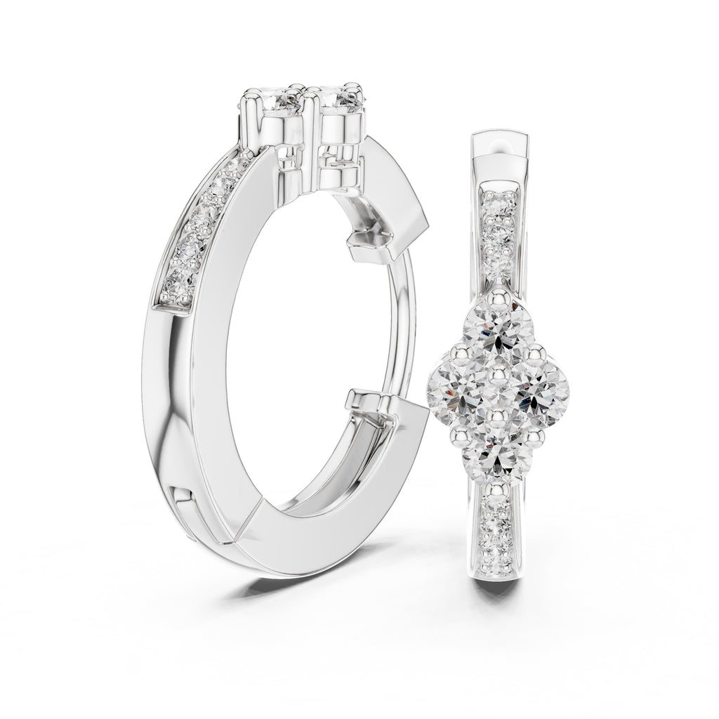 The Clover Cluster Lan Grown Diamond Huggie Hoops White Gold