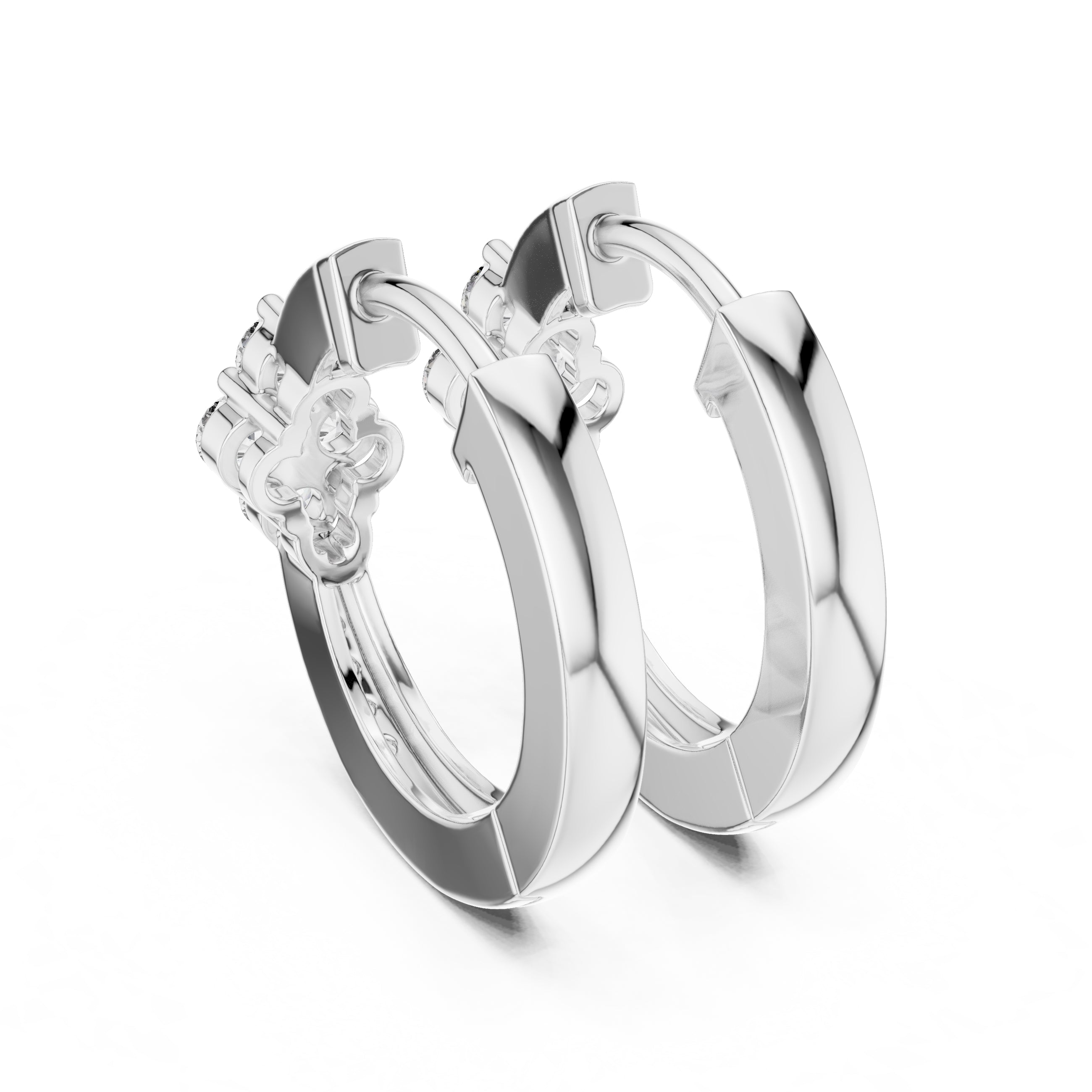 The Clover Cluster Lan Grown Diamond Huggie Hoops White Gold