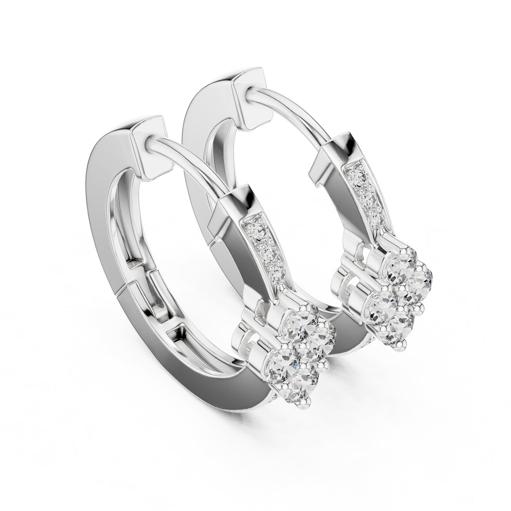 The Clover Cluster Lan Grown Diamond Huggie Hoops White Gold