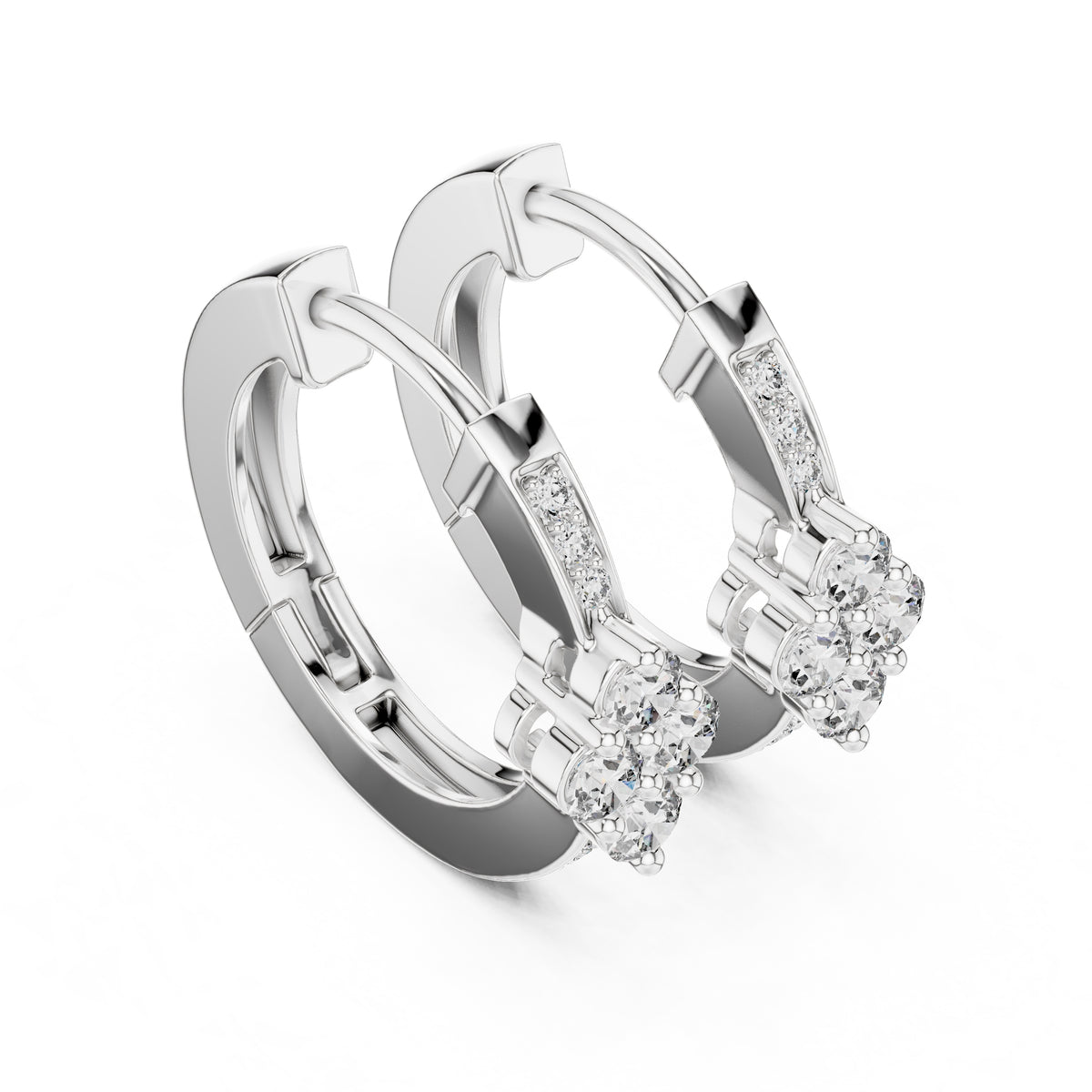 The Clover Cluster Lab Grown Diamond Huggie Hoops White Gold