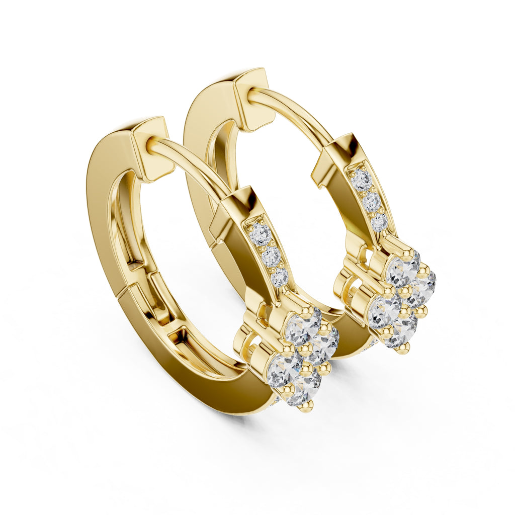 The Clover Cluster Lan Grown Diamond Huggie Hoops Yellow Gold