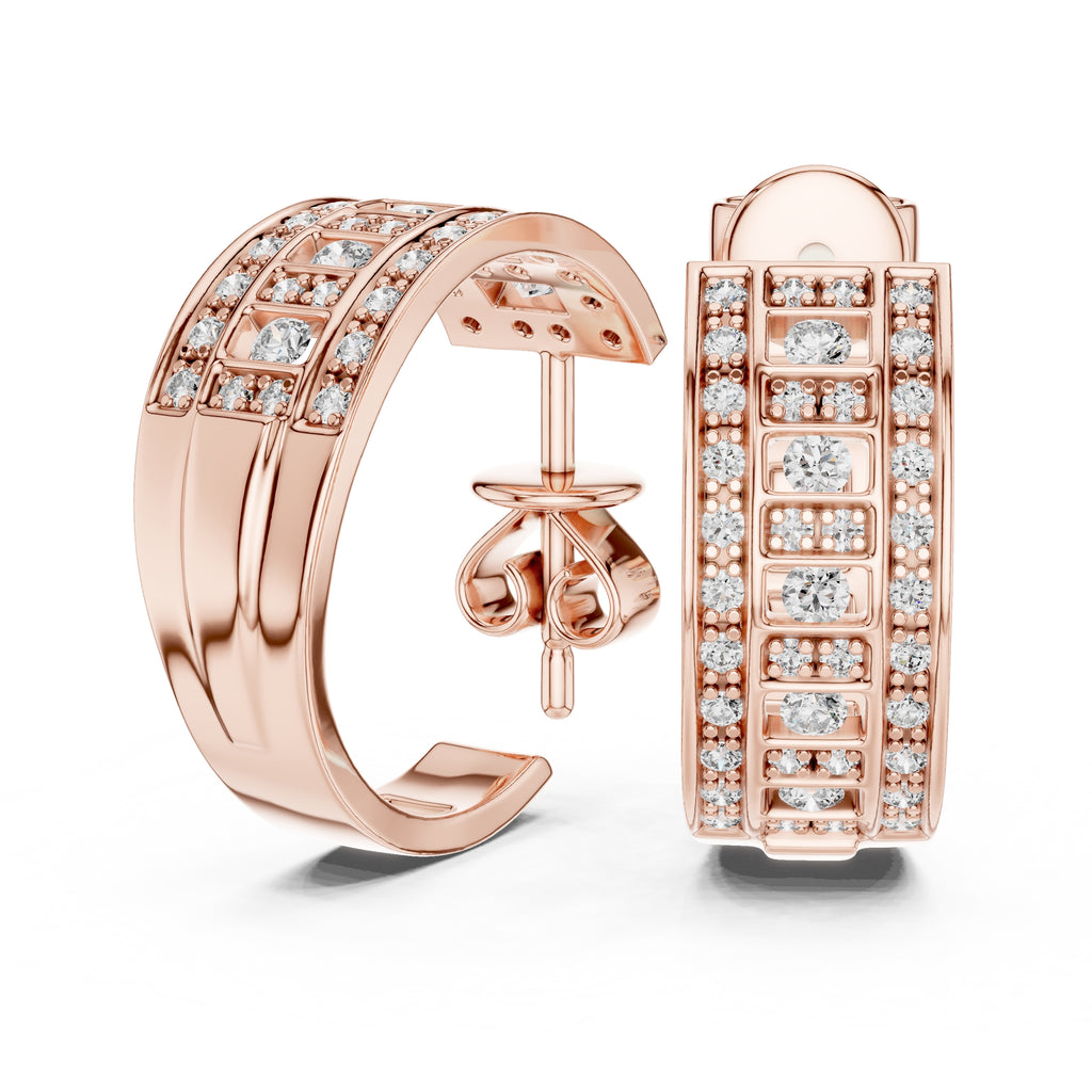 The Citadel Wide Lan Grown Diamond Hoop Earrings Rose Gold