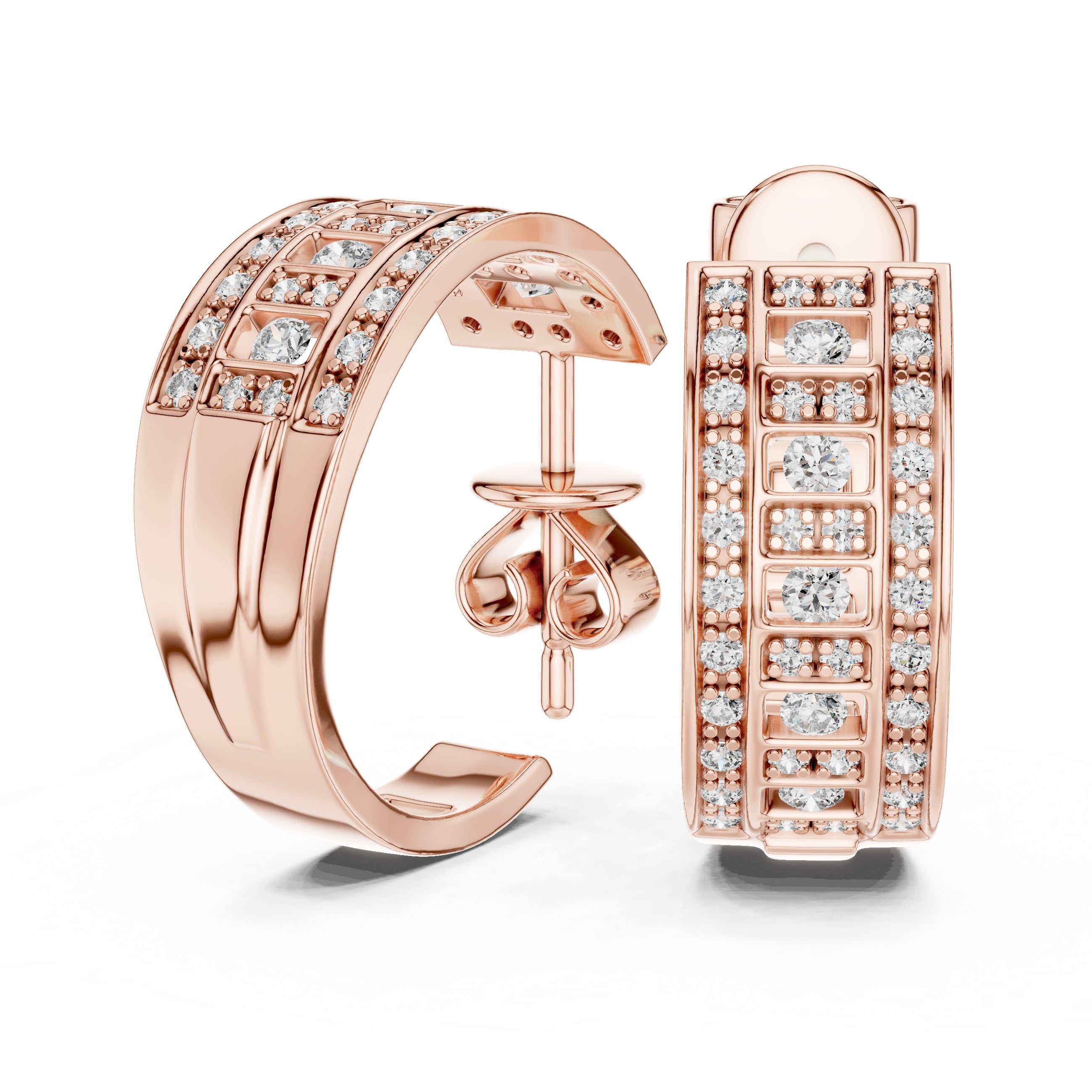 The Citadel Wide Lan Grown Diamond Hoop Earrings Rose Gold