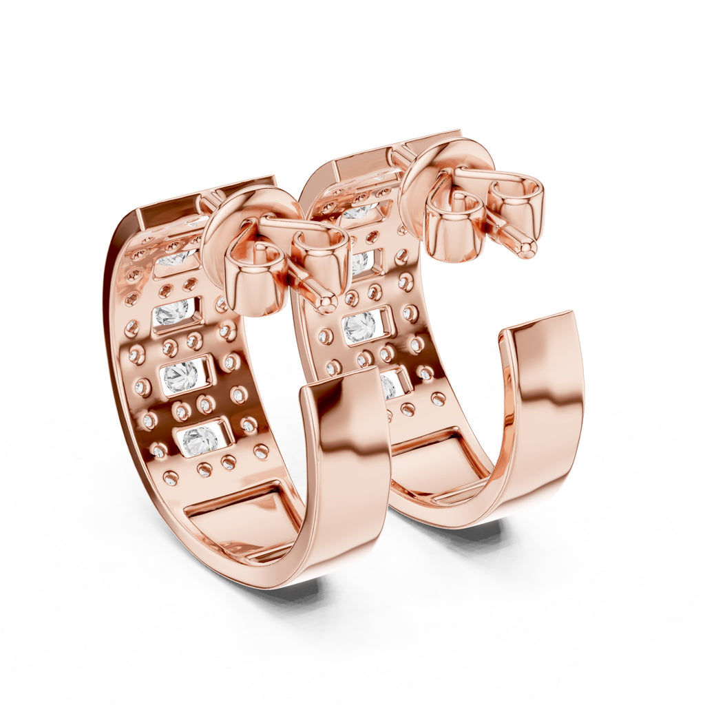 The Citadel Wide Lan Grown Diamond Hoop Earrings Rose Gold
