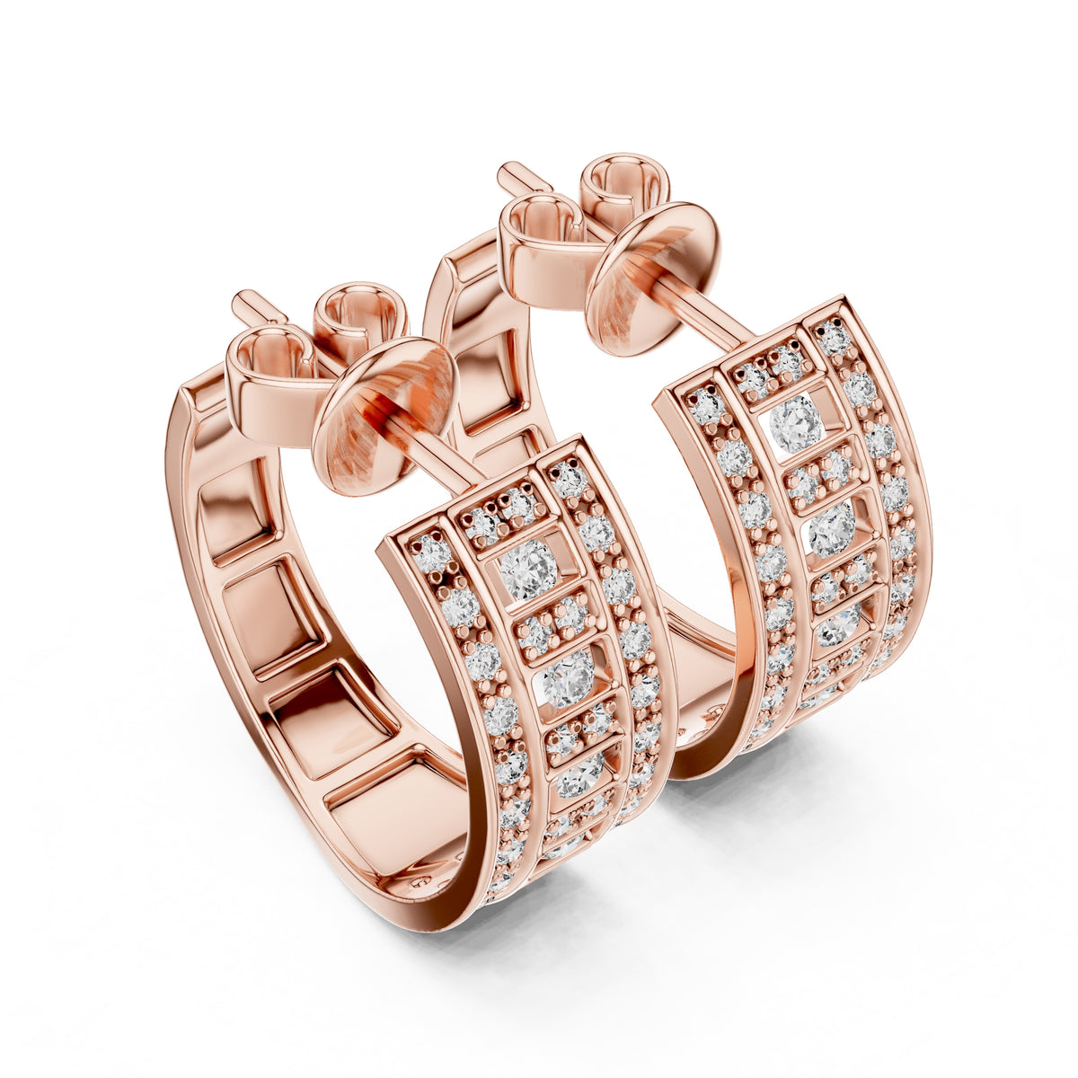 The Citadel Wide Lan Grown Diamond Hoop Earrings Rose Gold