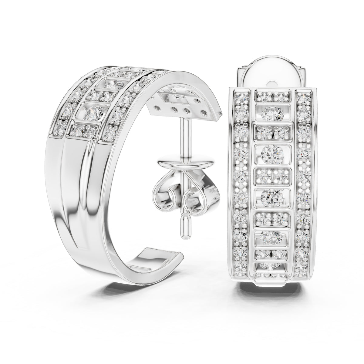 The Citadel Wide Lan Grown Diamond Hoop Earrings White Gold