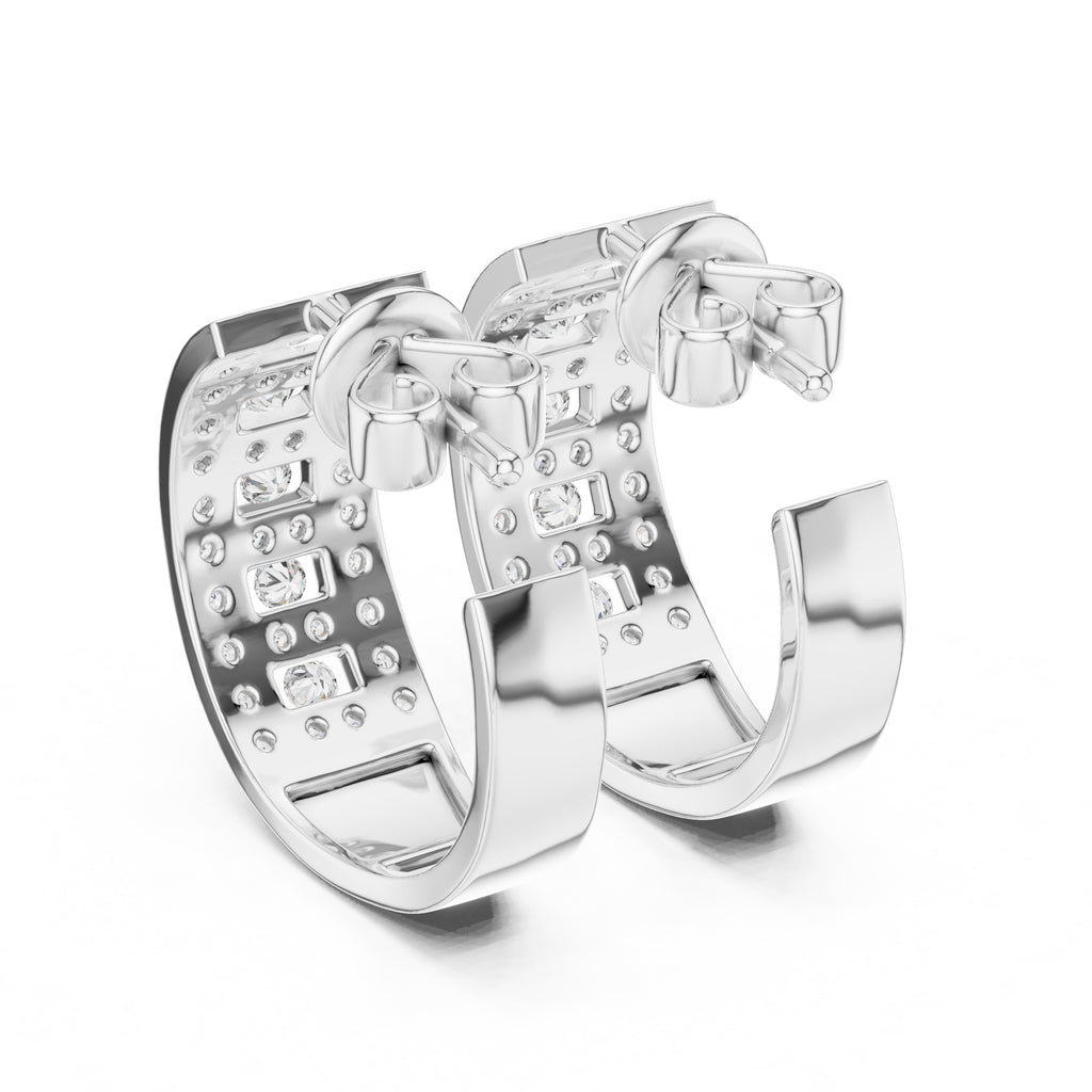 The Citadel Wide Lan Grown Diamond Hoop Earrings White Gold
