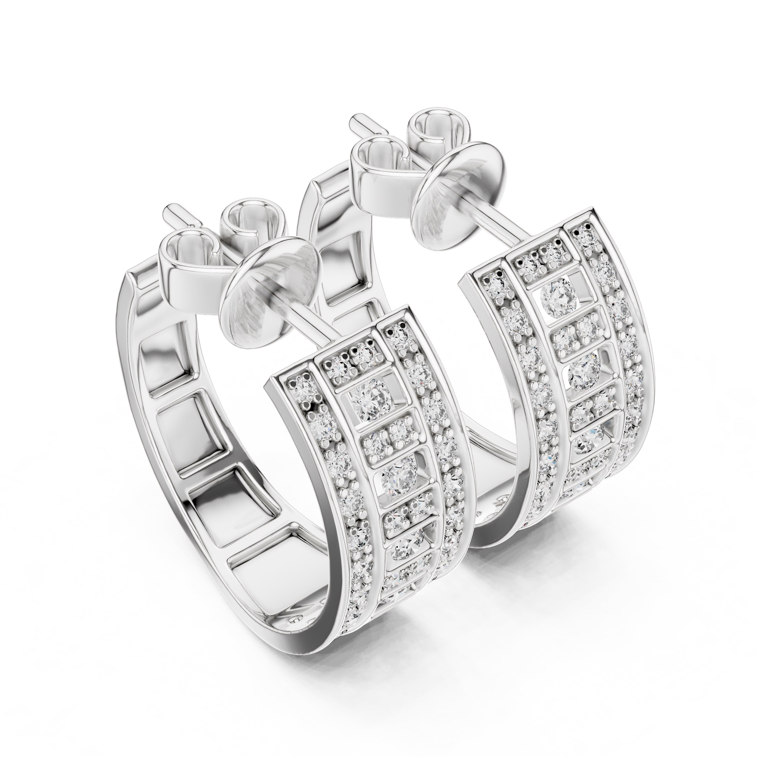 The Citadel Wide Lan Grown Diamond Hoop Earrings White Gold