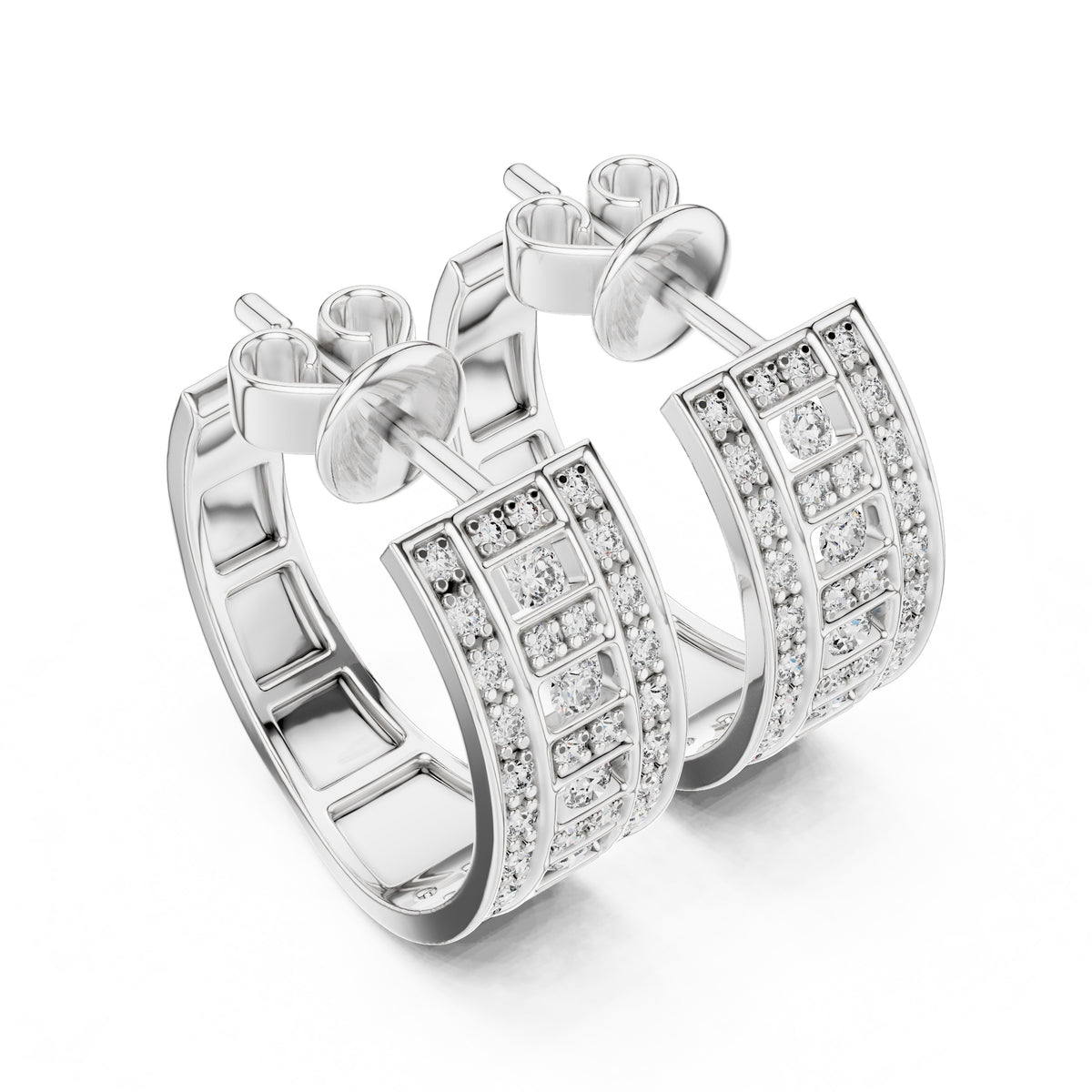 The Citadel Wide Lab Grown Diamond Hoop Earrings White Gold
