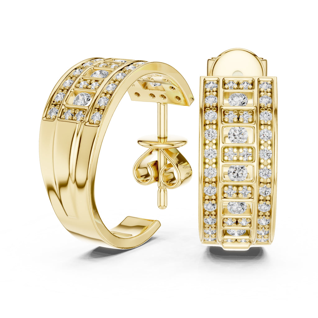 The Citadel Wide Lan Grown Diamond Hoop Earrings Yellow Gold