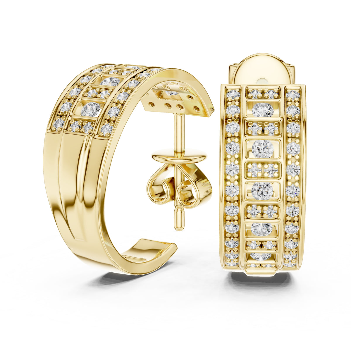 The Citadel Wide Lan Grown Diamond Hoop Earrings Yellow Gold