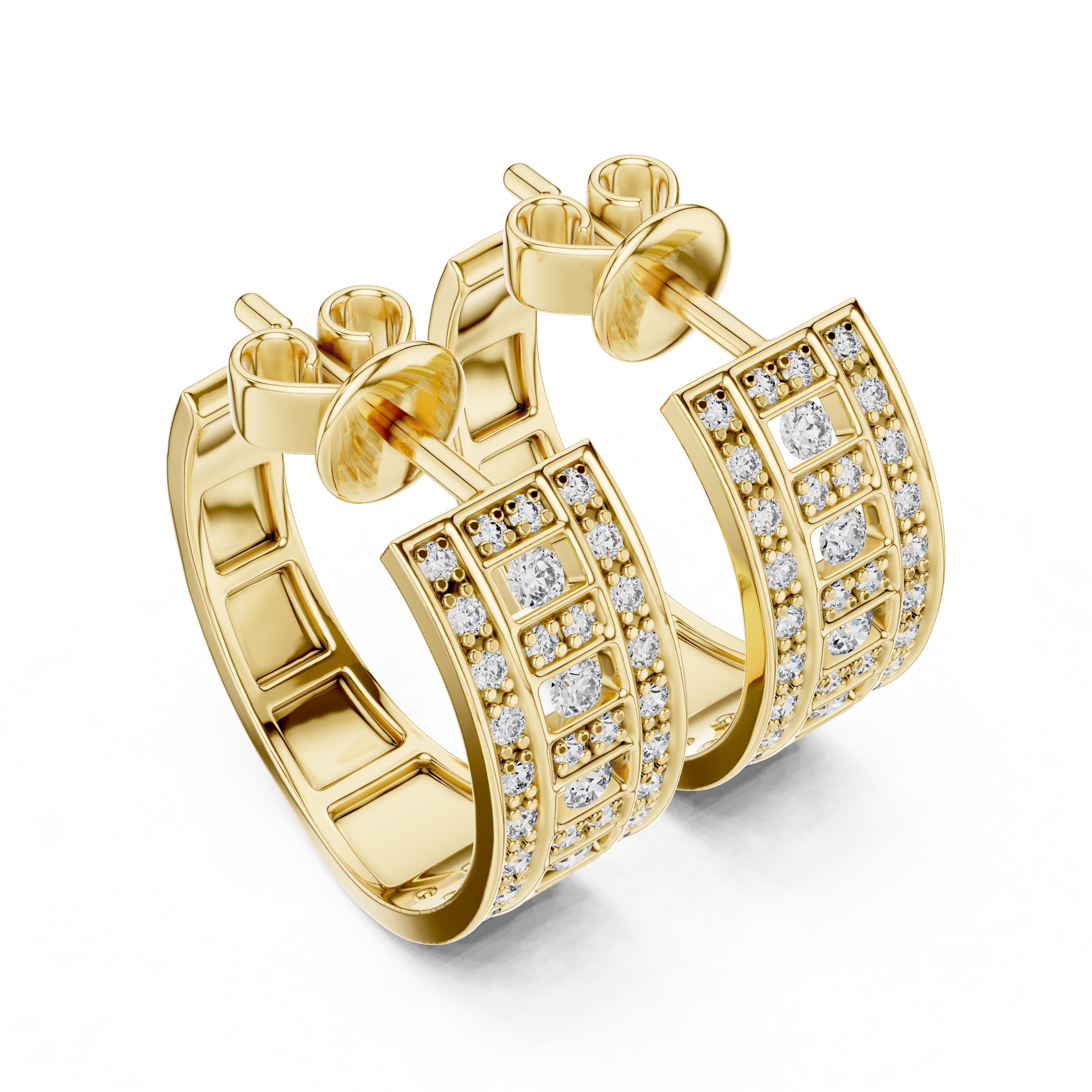 The Citadel Wide Lan Grown Diamond Hoop Earrings Yellow Gold