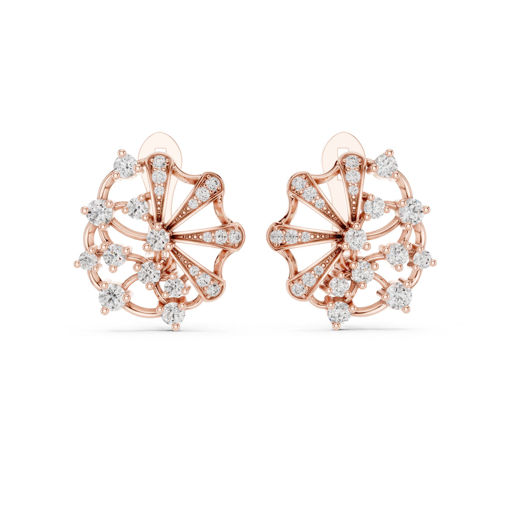 The Solaris Open-Work Lan Grown Diamond Earrings Rose Gold