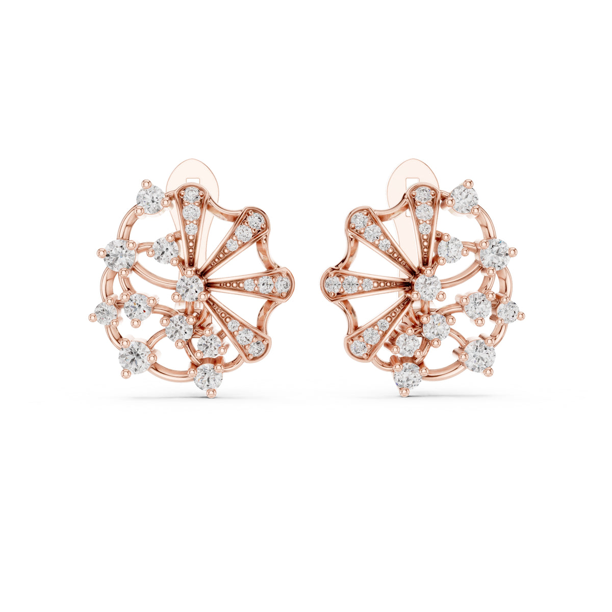 The Solaris Open-Work Lan Grown Diamond Earrings Rose Gold