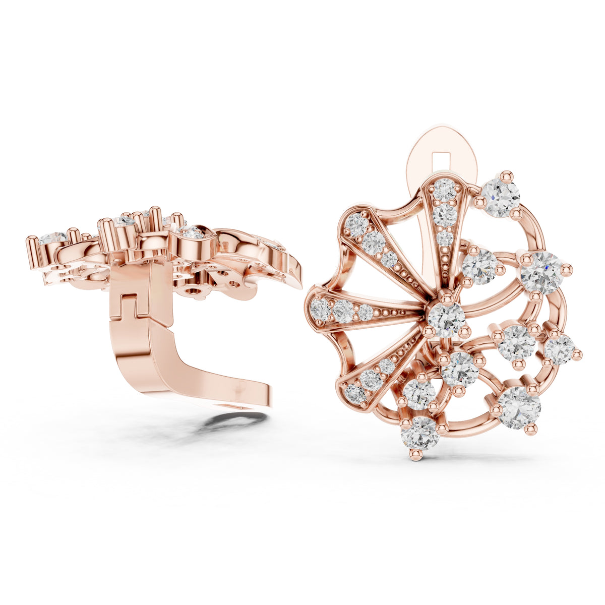 The Solaris Open-Work Lan Grown Diamond Earrings Rose Gold