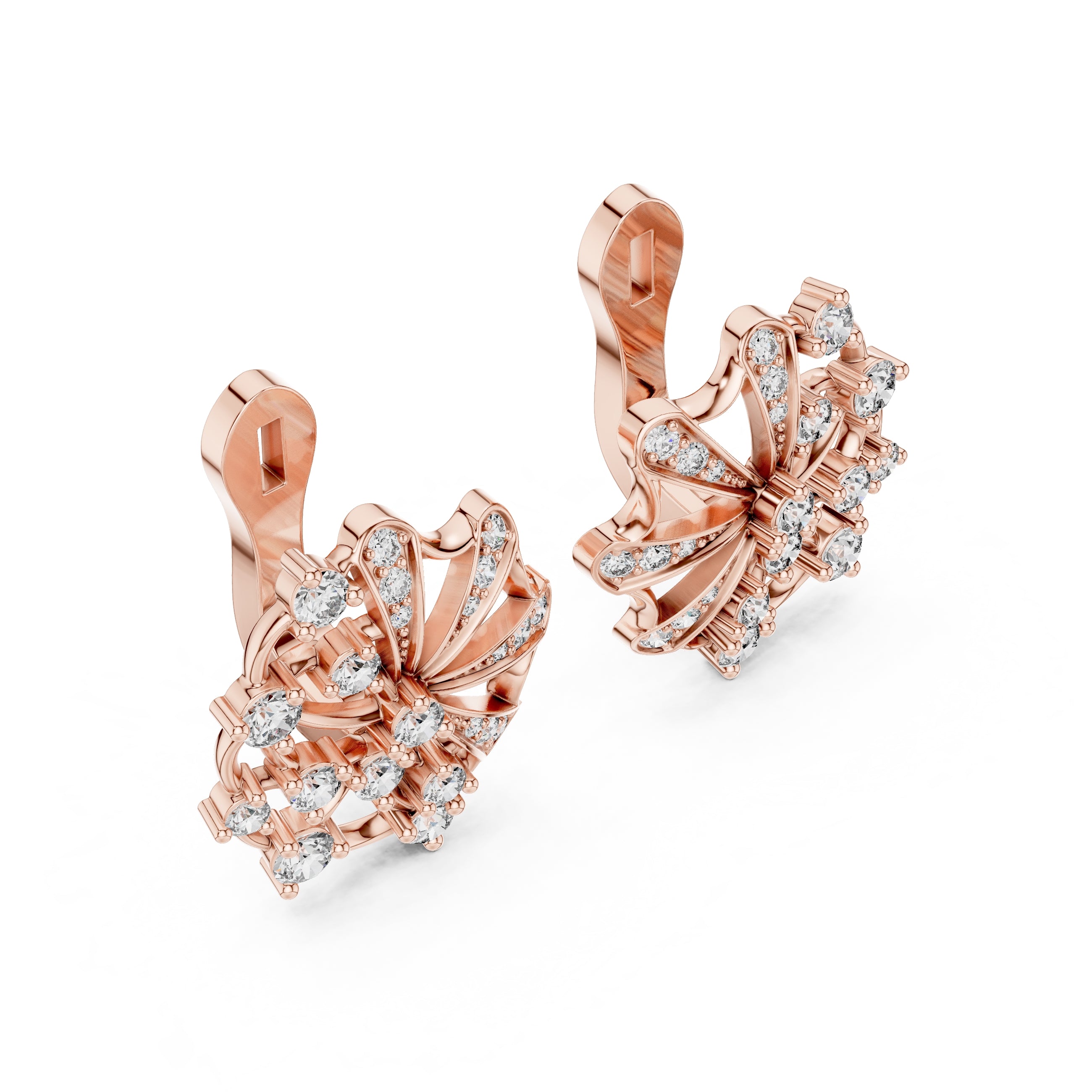 The Solaris Open-Work Lan Grown Diamond Earrings Rose Gold