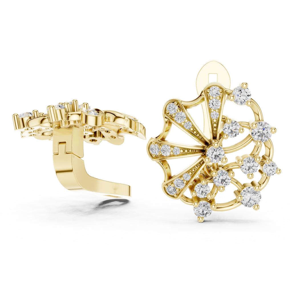 The Solaris Open-Work Lan Grown Diamond Earrings Yellow Gold