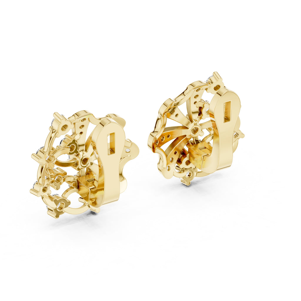 The Solaris Open-Work Lan Grown Diamond Earrings Yellow Gold