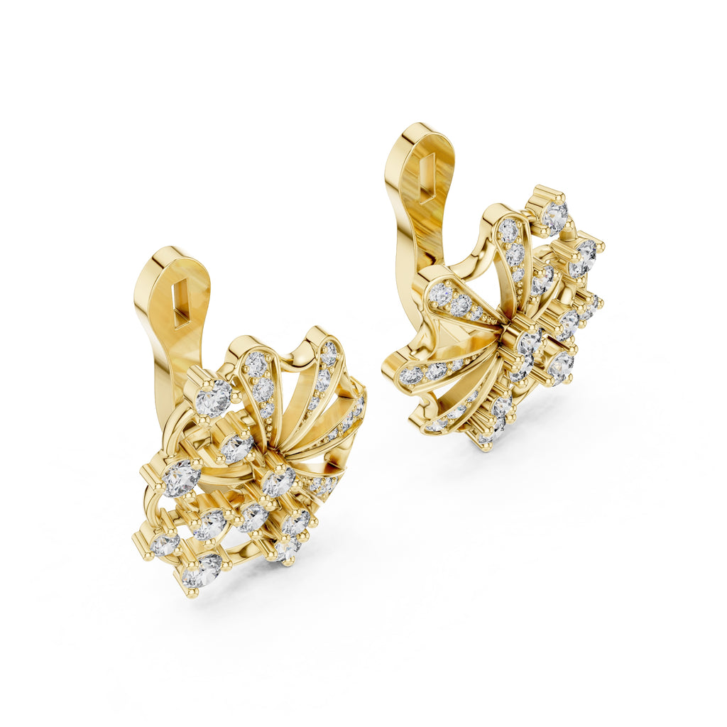The Solaris Open-Work Lan Grown Diamond Earrings Yellow Gold