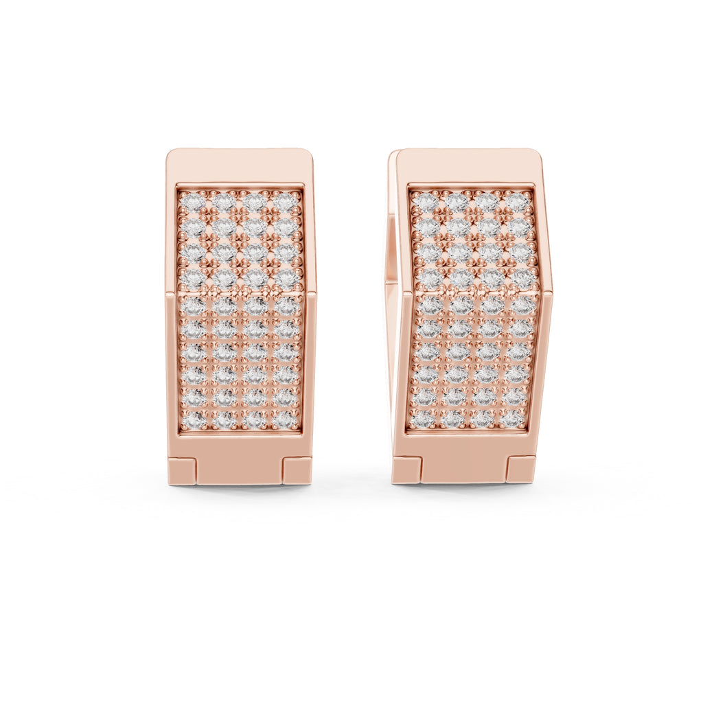 The Cubic Pave Lan Grown Diamond Huggie Hoops Rose Gold