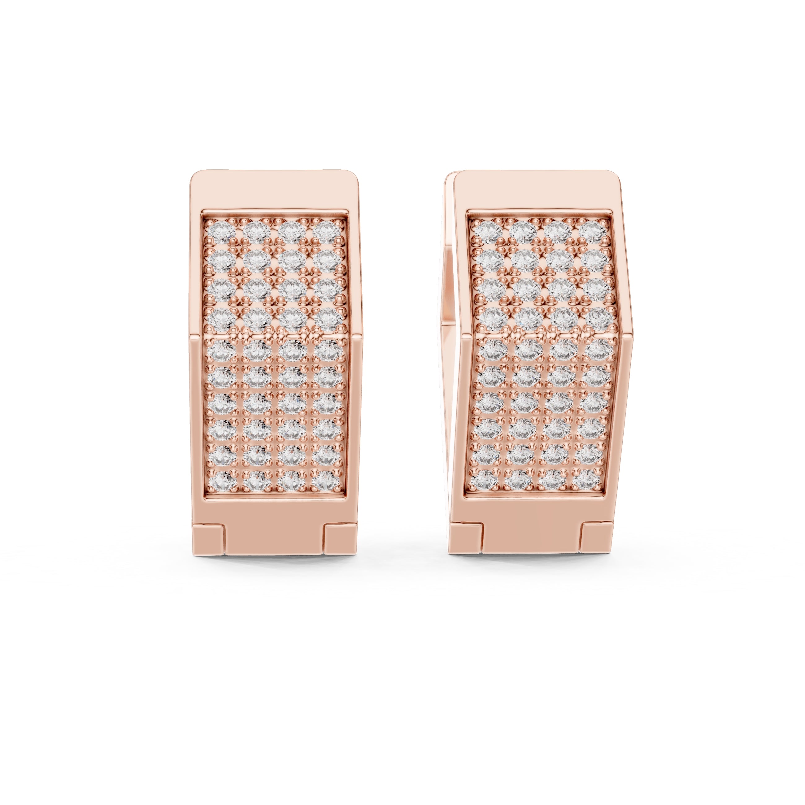 The Cubic Pave Lan Grown Diamond Huggie Hoops Rose Gold