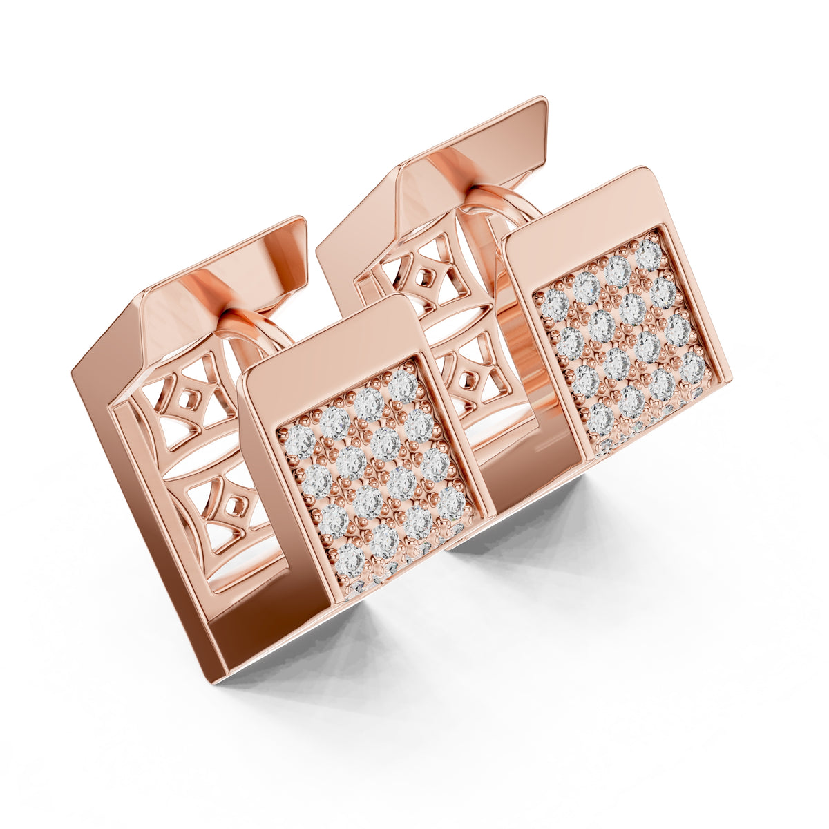 The Cubic Pave Lan Grown Diamond Huggie Hoops Rose Gold