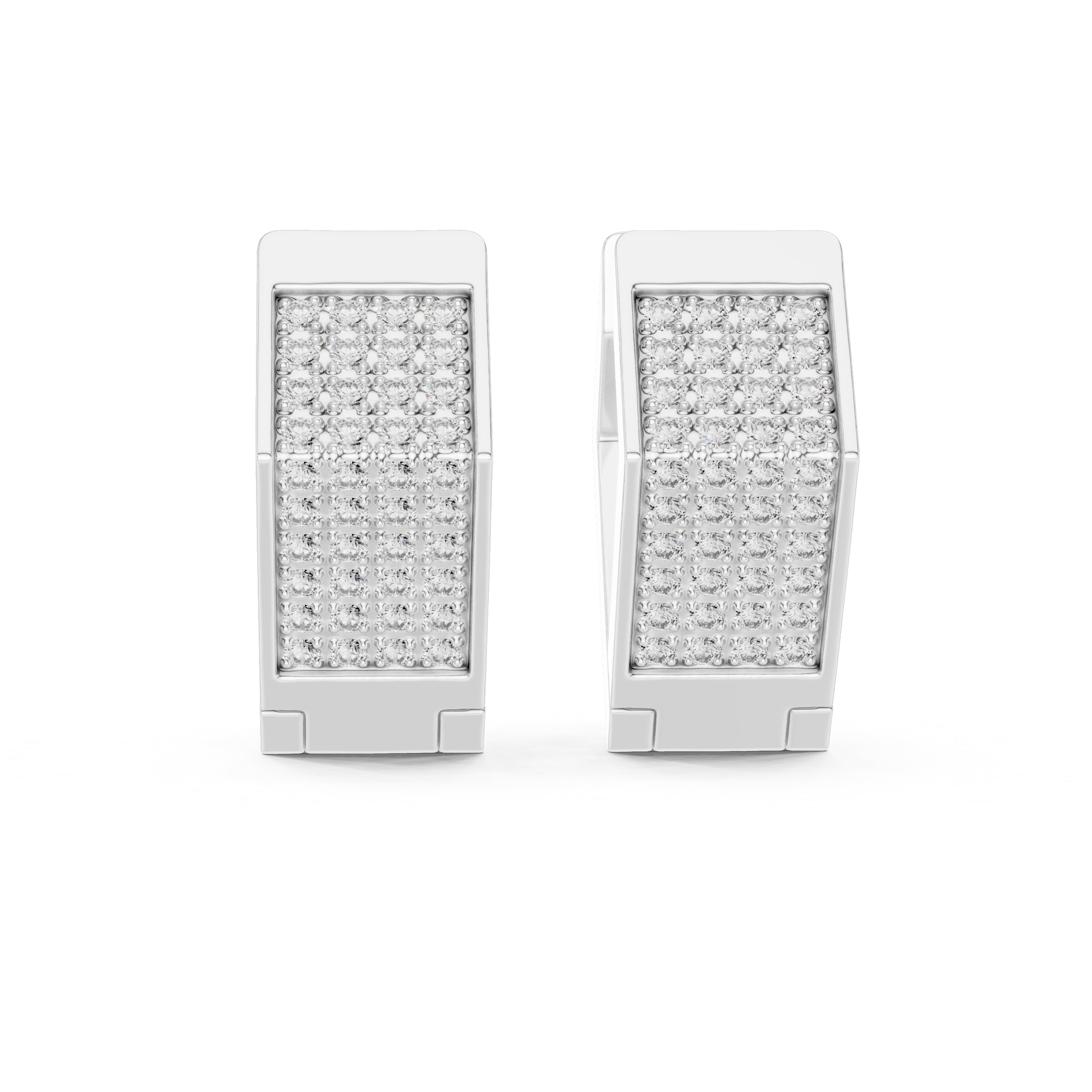 The Cubic Pave Lan Grown Diamond Huggie Hoops White Gold