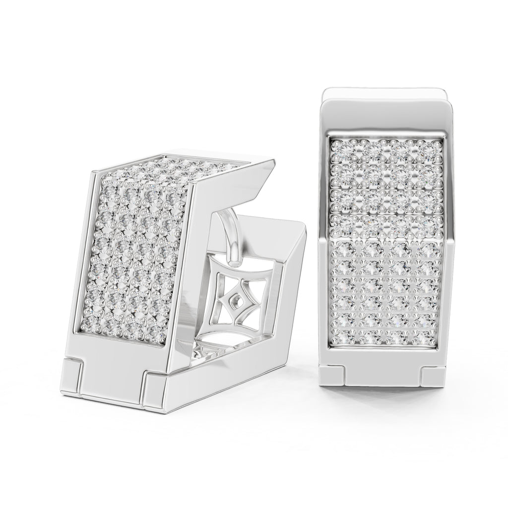 The Cubic Pave Lan Grown Diamond Huggie Hoops White Gold