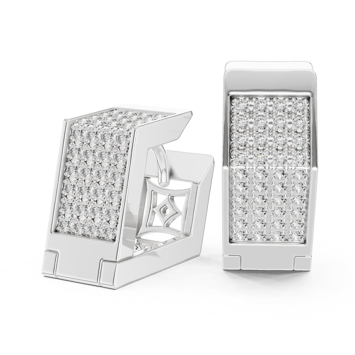 The Cubic Pave Lan Grown Diamond Huggie Hoops White Gold