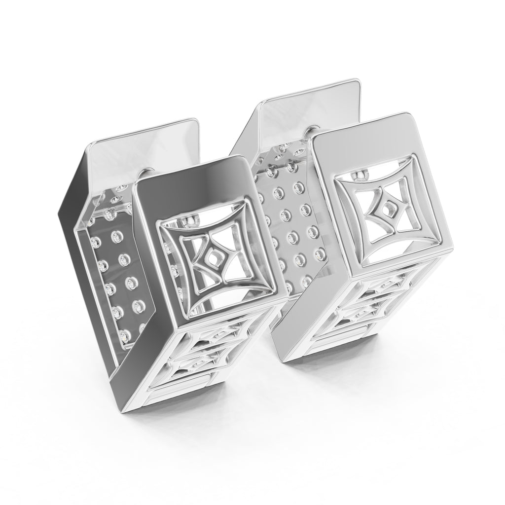 The Cubic Pave Lan Grown Diamond Huggie Hoops White Gold