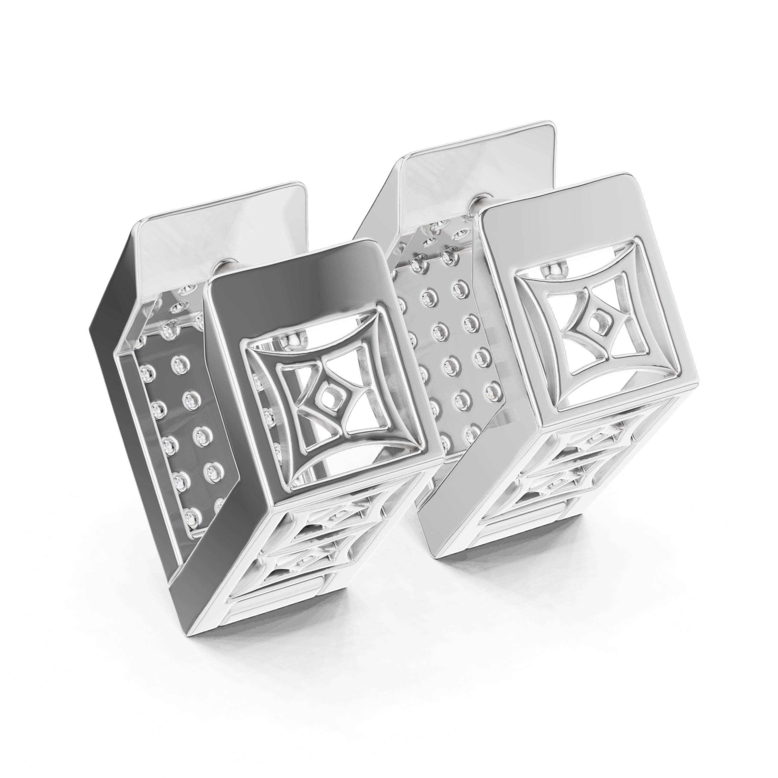 The Cubic Pave Lan Grown Diamond Huggie Hoops White Gold