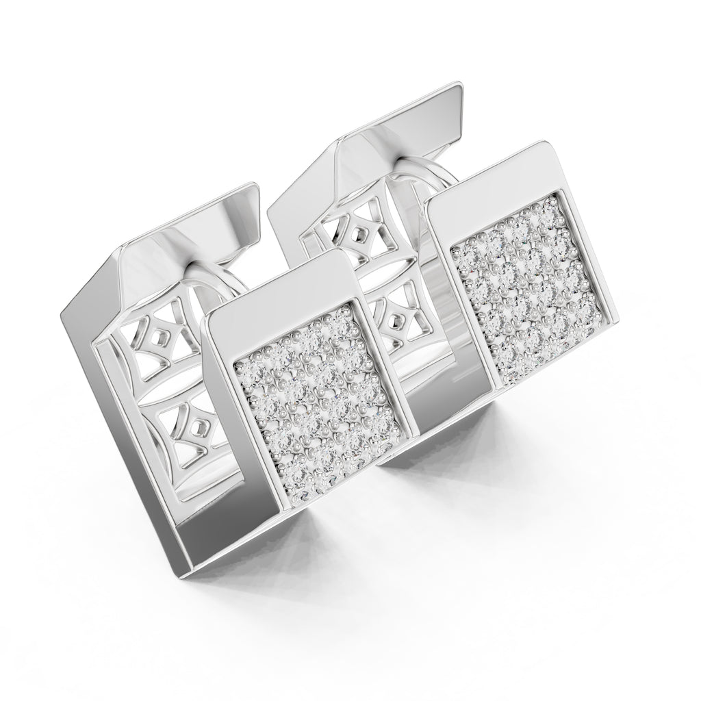 The Cubic Pave Lan Grown Diamond Huggie Hoops White Gold