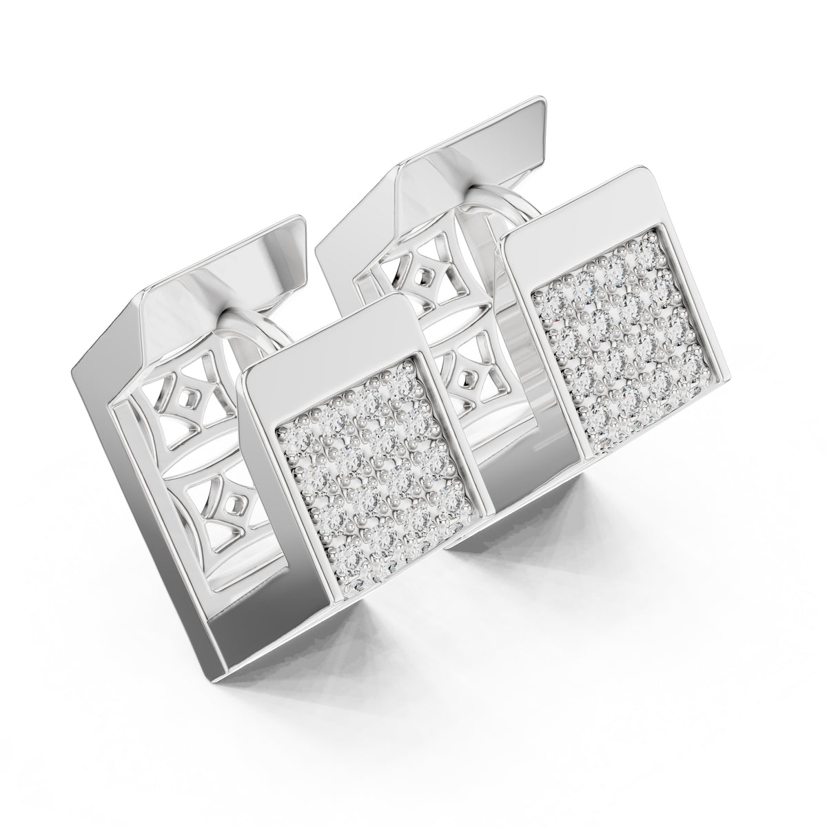 The Cubic Pave Lan Grown Diamond Huggie Hoops White Gold