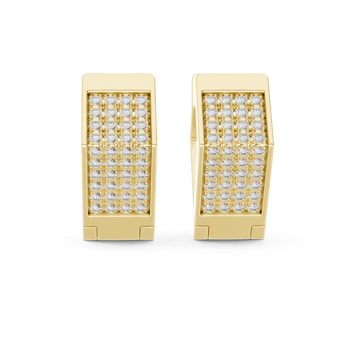 The Cubic Pave Lan Grown Diamond Huggie Hoops Yellow Gold