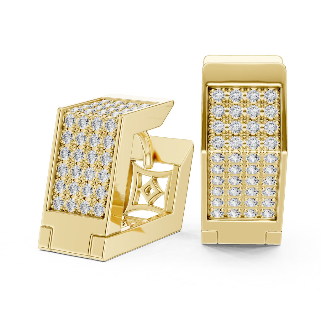 The Cubic Pave Lan Grown Diamond Huggie Hoops Yellow Gold