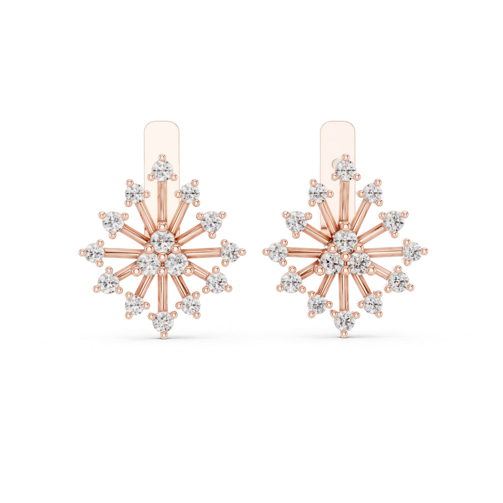 The Snowflake Burst Lan Grown Diamond Earrings Rose Gold