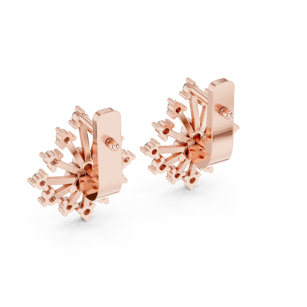 The Snowflake Burst Lan Grown Diamond Earrings Rose Gold