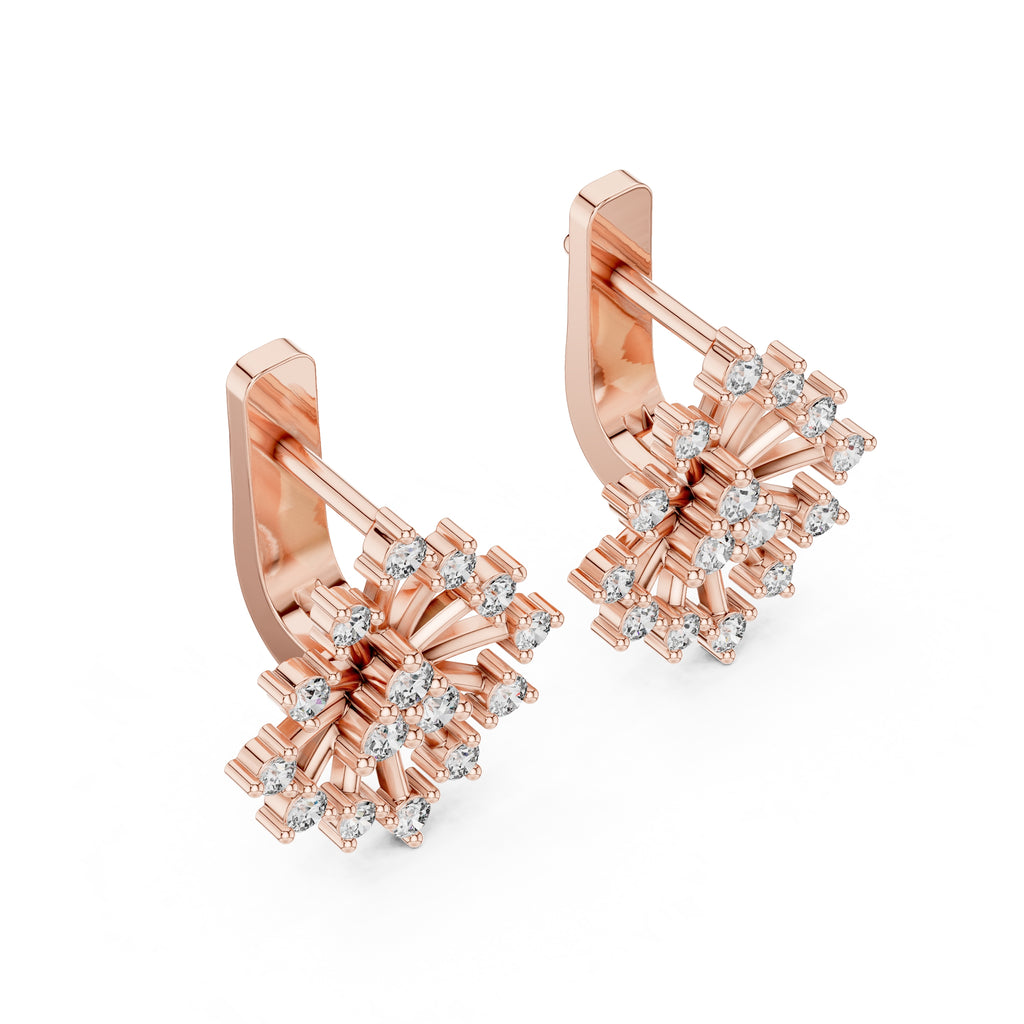 The Snowflake Burst Lan Grown Diamond Earrings Rose Gold