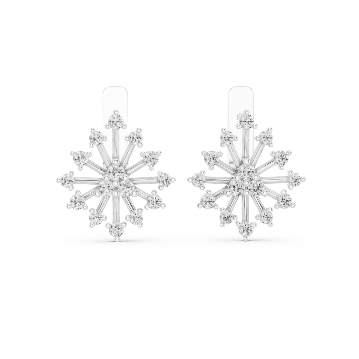 The Snowflake Burst Lan Grown Diamond Earrings White Gold